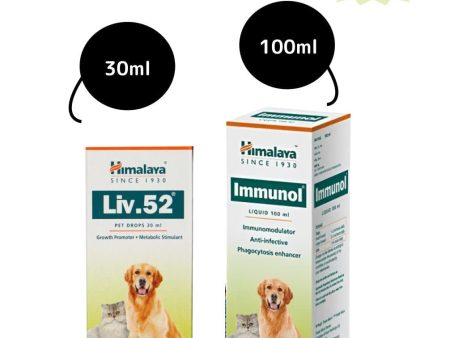 Himalaya Liv 52 Pet Liquid and Immunol Supplement for Dogs and Cats Combo Online