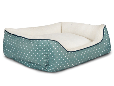 Pawpourri Polka Dot Cuddler Bed for Dogs (Teal) For Cheap