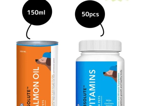 Drools Absolute Salmon Oil Syrup Supplement and Vitamin Supplement Tablets for Dogs Combo Online Sale