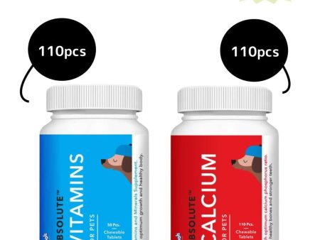 Drools Absolute Vitamin and Absolute Calcium Dog Supplement Tablets Combo Fashion