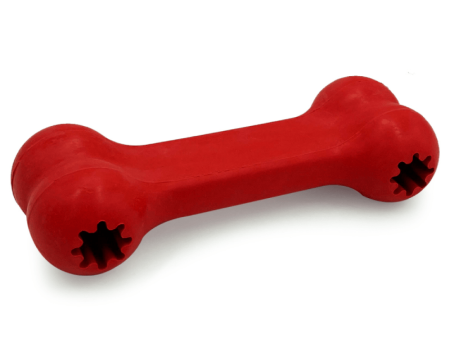 Goofy Tails Classic Interactive Rubber Bone Toy for Dogs (Red) For Sale