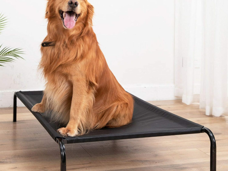 Fluffy s Pawsome Waterproof elevated Sides Camping Bed for Dogs (Black) For Cheap