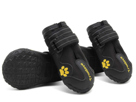 Truelove Waterproof Pet Boots for Dogs (Black, Set of 4) Supply