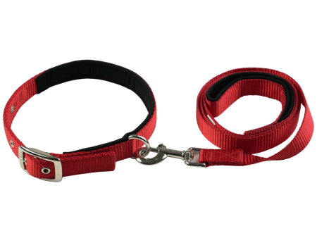 TopDog Premium Nylon Collar and Leash Set for Dogs (Red) on Sale