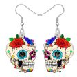 Wholesale 10pairs pack Red Flower Skull Pendant Acrylic Earrings Online Sale