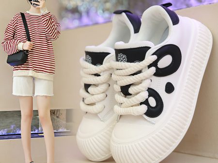 Wholesale 2023 Autumn New PU Thick Sole Panda Women s Shoes Cheap