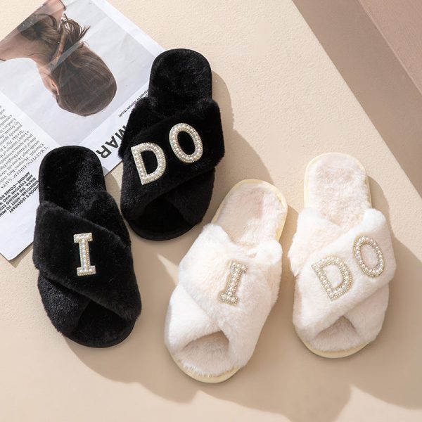 Wholesale Casual Cross Plush Slippers Online