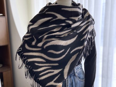 Wholesale 2023 Autumn and Winter Striped Printed Tassel Imitation Cashmere Scarf Cheap