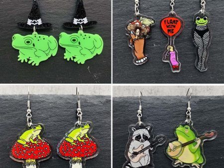 Wholesale Cartoon Mushroom Frog Balloon Print Acrylic Earrings Online Sale