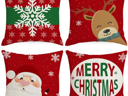 Wholesale Cartoon Santa Claus Christmas Printed Polyester Pillow Covers Cheap