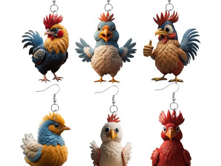 Wholesale acrylic creative rooster earrings on Sale