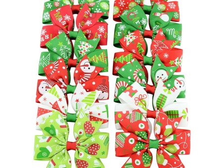 Wholesale New Christmas Ribbed Rib with Six Ears Bow Fabric Children s Hair Clips on Sale