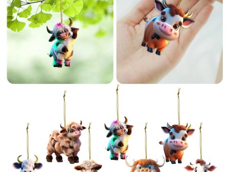 Wholesale 2023 Cute Cow Animal UV Acrylic Christmas Tree  Decorations Discount