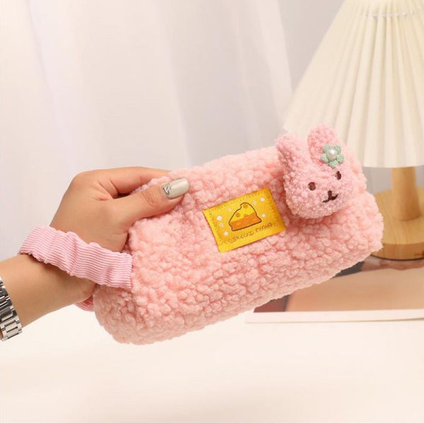 Wholesale Portable Lamb Wool Large Capacity Simple Pencil Case For Discount