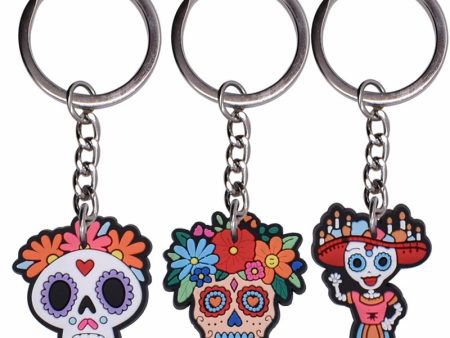 Wholesale 10pcs pack Mexican Day of The Dead Calavera Plastic Keychain Online now