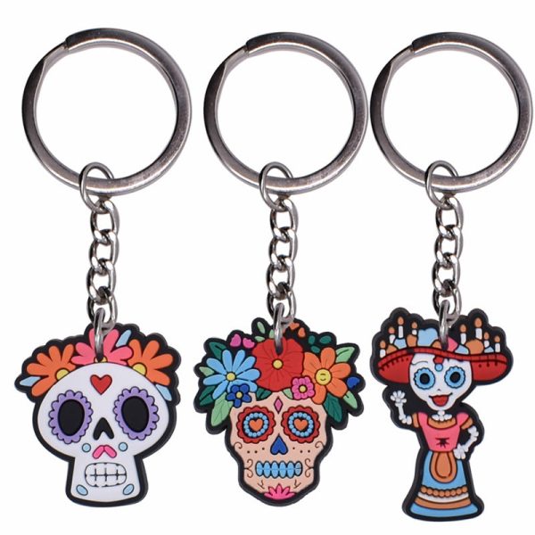 Wholesale 10pcs pack Mexican Day of The Dead Calavera Plastic Keychain Online now