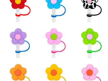 Wholesale 10PCS Plant Flowers Silicone Straw Tube Cap Straw Sleeves Straw Decorations on Sale