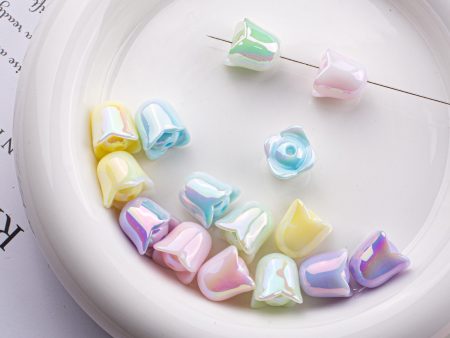 Wholesale 10pcs Acrylic Colorful Shells Mapei Orchid of the Valley Luminous Straight Hole Beads Supply