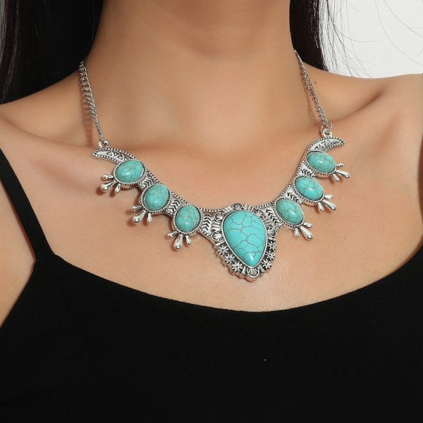 Wholesale Vintage Turquoise Alloy Necklace Choker Cheap