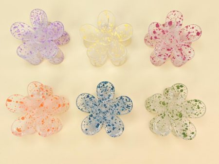 Wholesale Acrylic Splash Paint Colorful Flower Hair Clips Cheap