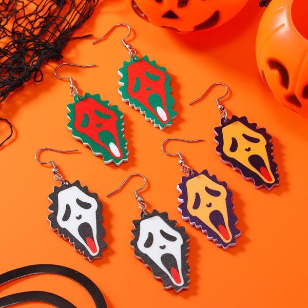 Wholesale 2023 Halloween Irregular Creative Multicolor Horror Acrylic Earrings on Sale