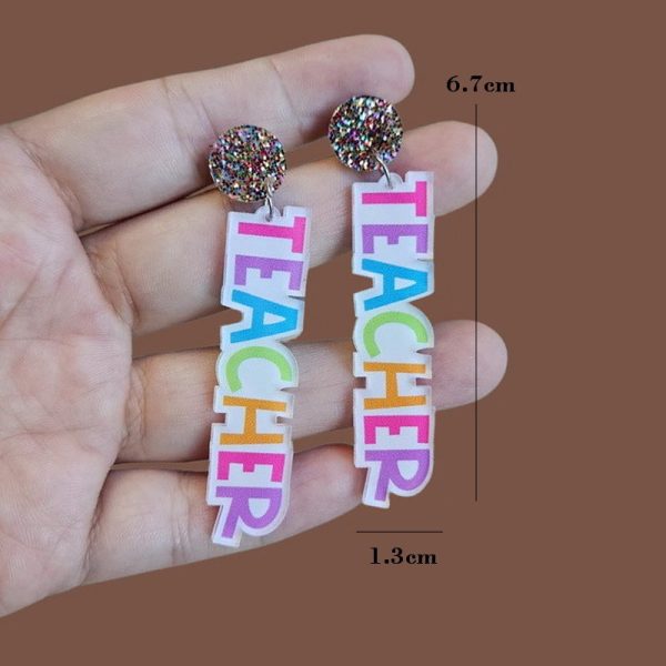 Wholesale 10PCS  Letters Beginning of School Season Graduation Season Flower Teacher Acrylic Earrings Online