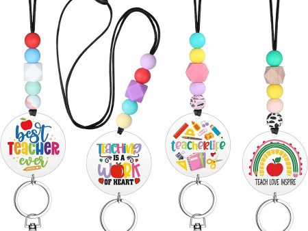 Wholesale 4pcs Beaded Lanyards for Teachers Acrylic Keychains Discount