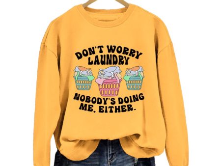 Wholesale DON T WORRY LAUNDRY Printed Round Neck Autumn Cotton Sweatshirt For Discount