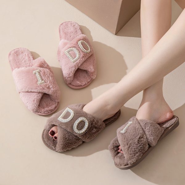 Wholesale Casual Cross Plush Slippers Online