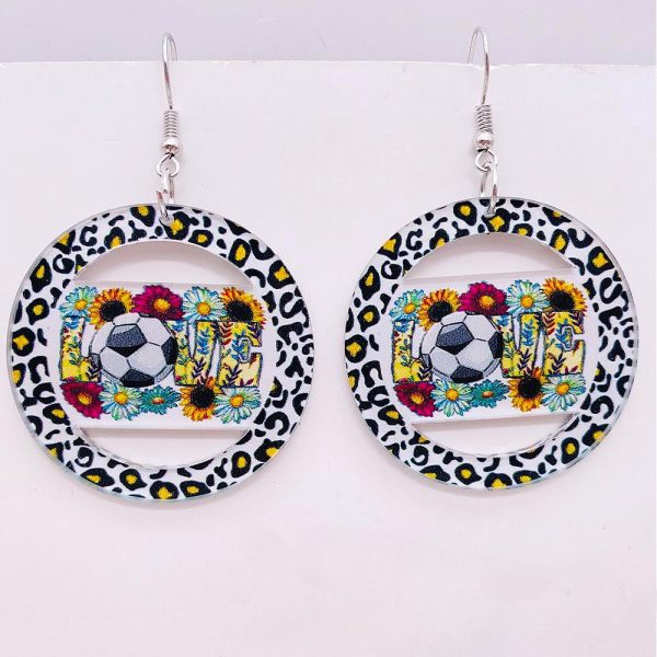 Wholesale Football Acrylic Earrings Heart U Shape Leopard Print Earrings Online Sale