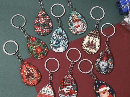 Wholesale Wooden Water Drop Christmas Keychains Online Hot Sale