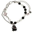 Wholesale Black and White Small Ghost Beaded Titanium Steel Bracelet on Sale