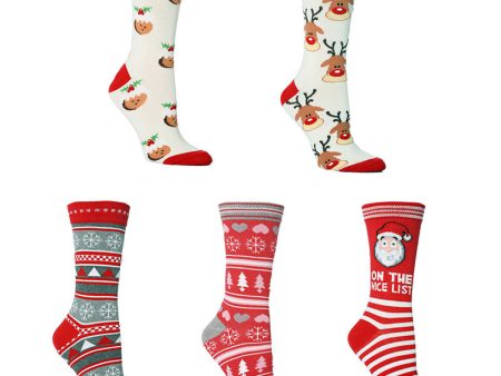 Wholesale Christmas Elk Cotton Mid-calf Socks Supply