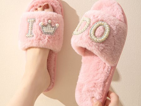 Wholesale Cute Velvet Thickened One-line Plush Slippers Online Hot Sale