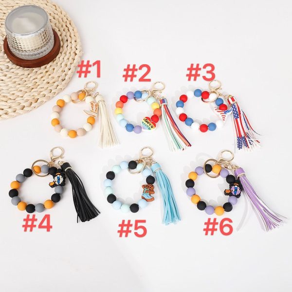 Wholesale 10pcs Halloween Cowboy Boots Silicone Tassel Wrist Keychain Online Sale