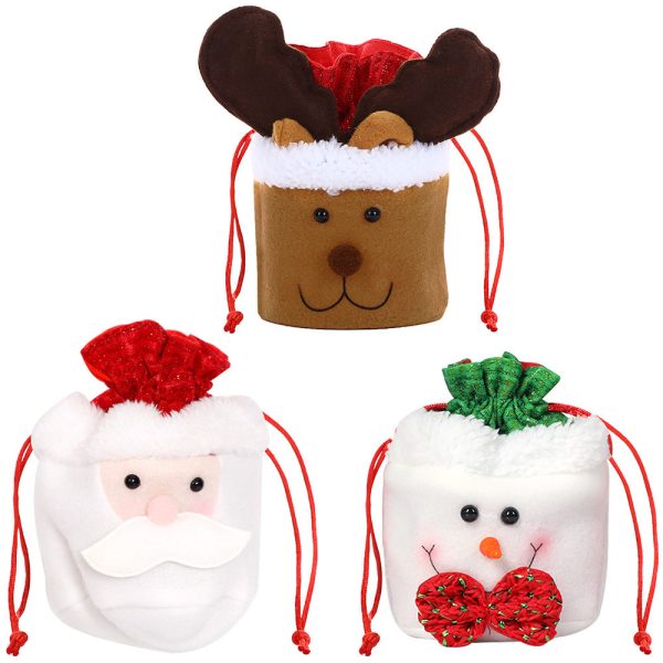 Wholesale 10pcs Christmas Apple Bag Flannel Drawstring Bag Discount