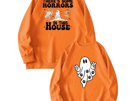 Wholesale Halloween Funny Ghost THERE S SOME HORRORS Print Pullover Cotton Sweater Online Sale