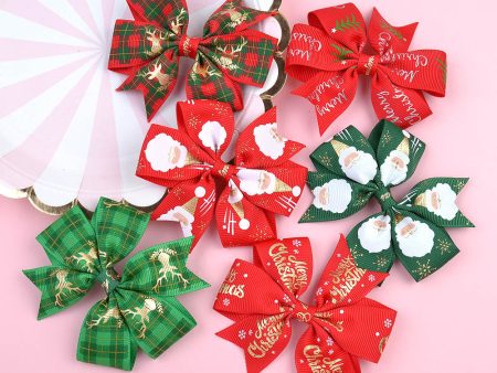 Wholesale children s Christmas six-ear bow polyester headdress Discount