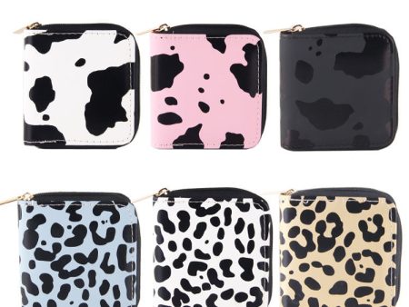 Wholesale Children s Cow Pattern Short PU Zipper Wallet Clutch Bag For Cheap