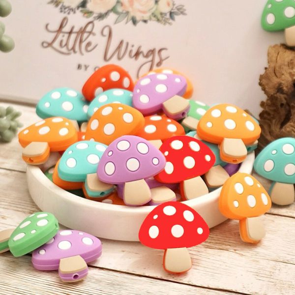 Wholesale DIY Cartoon Silicone Mushroom Focal Beads Online