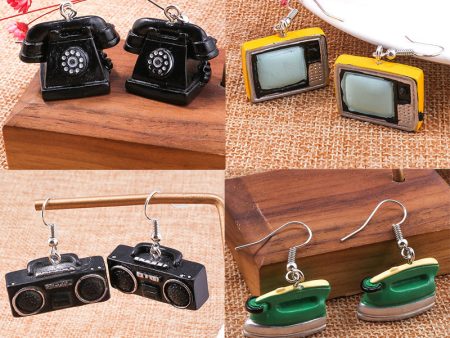 Wholesale Vintage Telephone Tv Iron Radio Earrings Online Sale