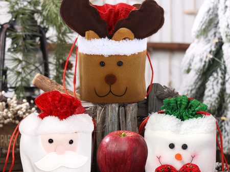 Wholesale 10pcs Christmas Apple Bag Flannel Drawstring Bag Discount