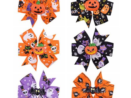 Wholesale Halloween Dress Up Bat Ghost Fabric Kids Hair Clips Fashion