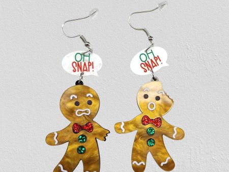 Wholesale Christmas Acrylic Bitten Off Conversation Glitter Gingerbread Man Earrings Online