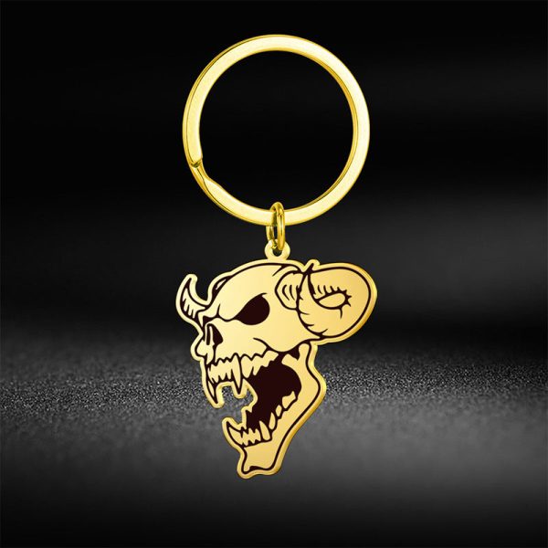 Wholesale Halloween Stainless Steel Skull Bull Head Keychain Discount