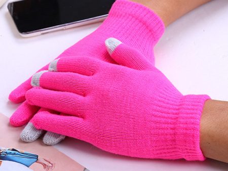 Wholesale 2pcs Autumn and Winter Touch Screen Warm Solid Color Acrylic Gloves For Cheap