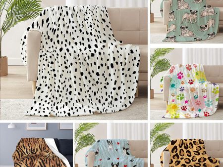 Wholesale Leopard Print Cow Pattern Dog Paw Falaise Blanket Office Vehicle Travel Necessary Cover Blanket Hot on Sale