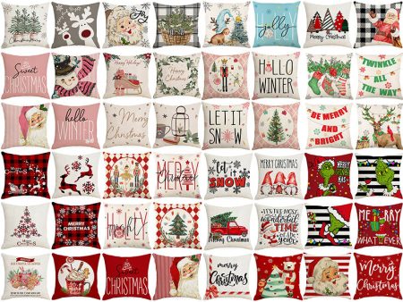 Wholesale Christmas Linen Throw Pillow Cases For Discount