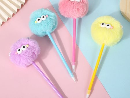 Wholesale Cute Little Monster Hair Ball Pen with Eyes on Sale