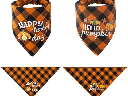 Wholesale Cotton Plaid Thanksgiving Triangle Scarf Pet Scarf For Cheap